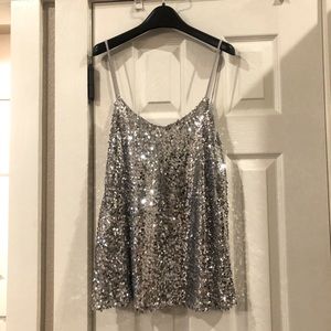 Basil Lola silver sequin sleeveless top - small